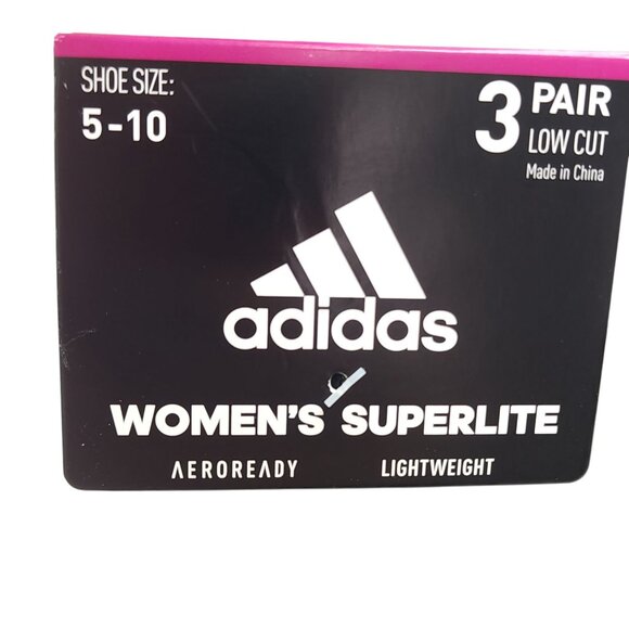 Adidas Womens Superlite Low Cut Socks 3 Pair Size 5-10 Aeroready Breathable - Picture 3 of 6